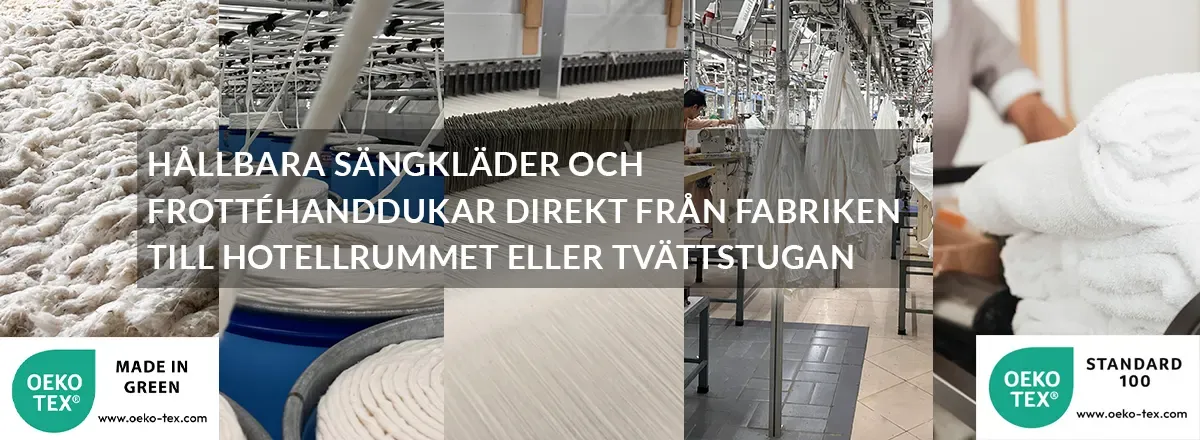 Upptäck ett brett utbud av högkvalitativa hotelltextilier direkt från tillverkaren. Våra kollektioner innehåller allt från lyxiga sängkläder till mjuka handdukar, designade för att höja komforten och elegansen i dina hotellrum.
